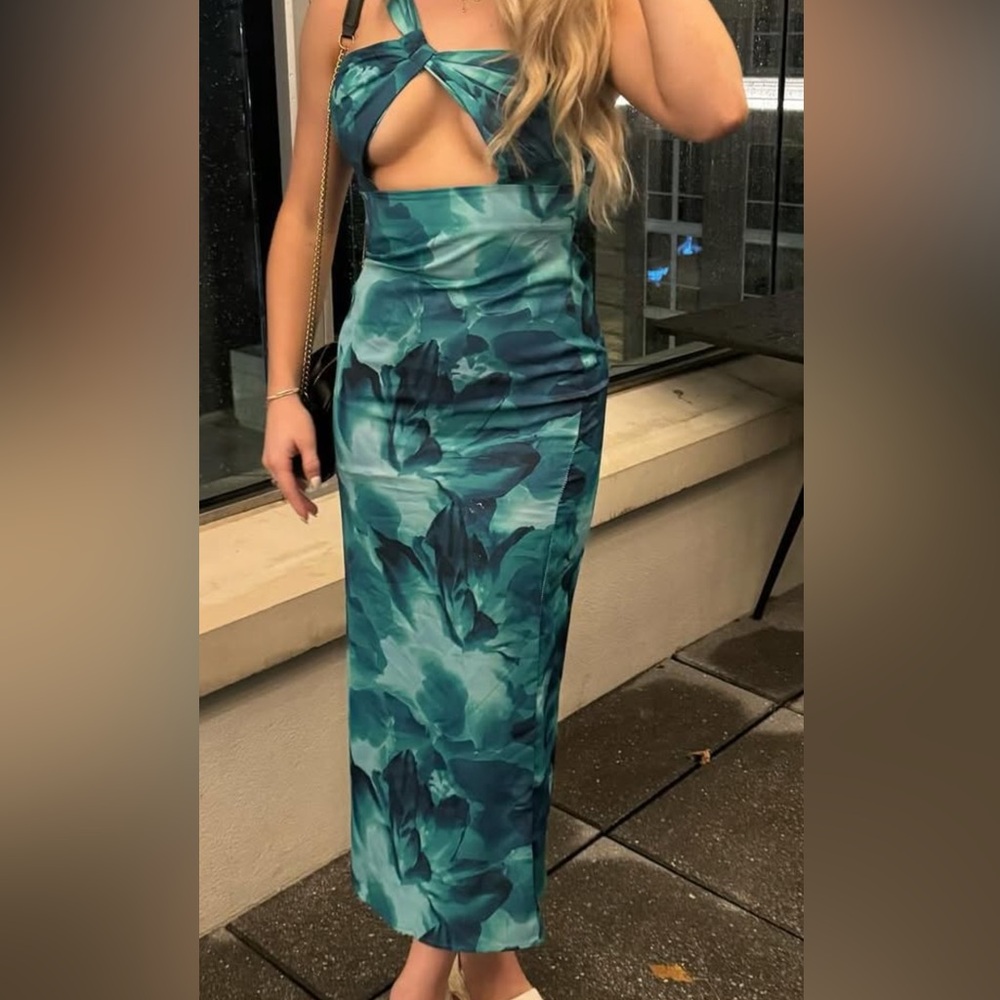 SHEIN Teal Cutout Maxi Dress